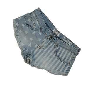 Bullhead denim frayed denim star print Fourth of July shorts